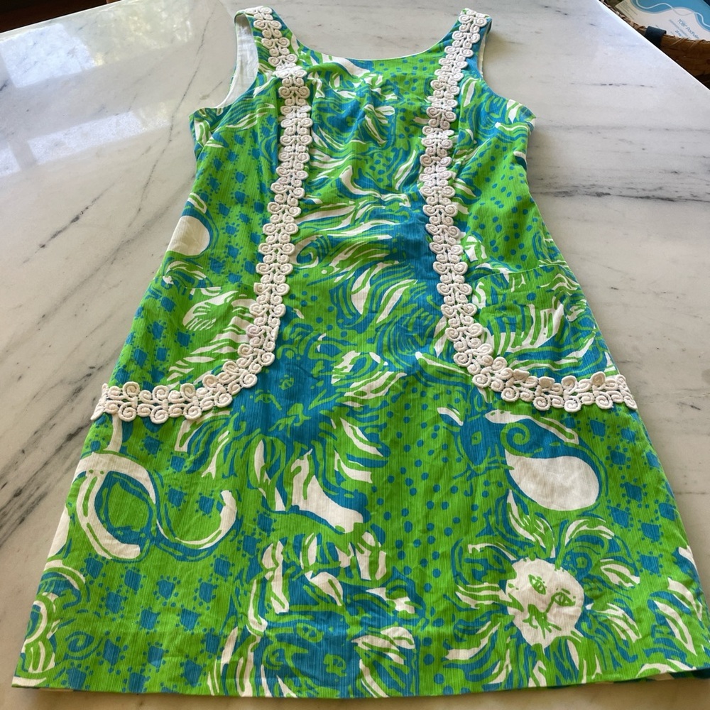 Lilly Pulitzer Green and White Sleeveless Sundress